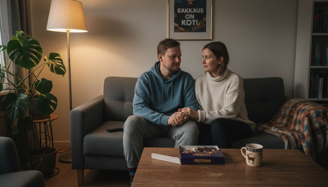 Iltaisin on mukava istua yhdessä sohvalla ja jutella päivän kuulumisista.