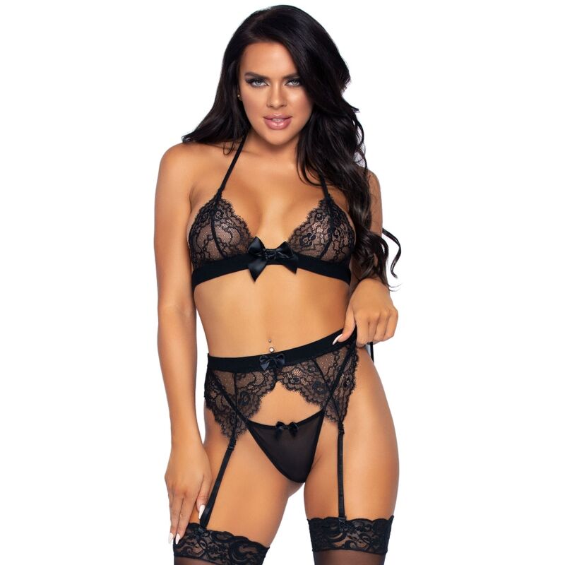 LEG AVENUE - SET DE TRES PIEZAS TOP, GARTER Y STRINGIT S