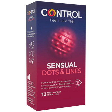Control Sensual Dots & Lines -kondomit, 12 kpl
