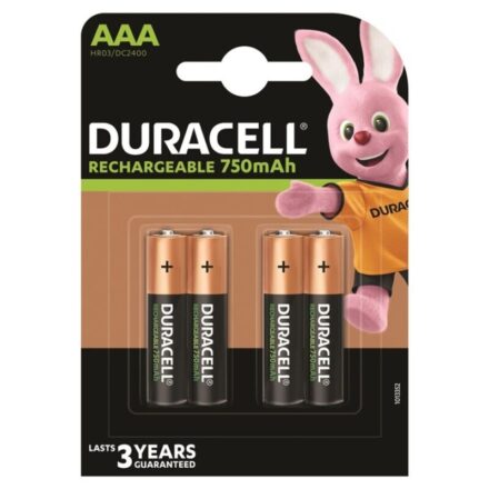 Duracell Rechargeable AAA (HR03) -ladattava paristo, 750 mAh, 4 kpl