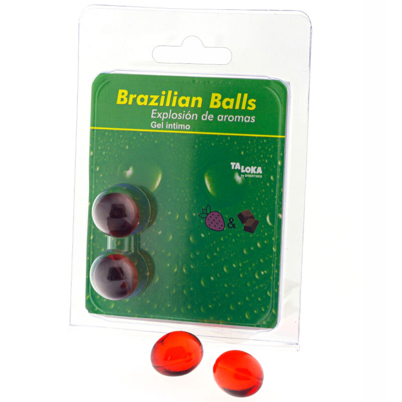 TALOKA - 2 BRAZILIAN BALLS STRAWBERRY  CHOCOLATE INTIMATE GEL