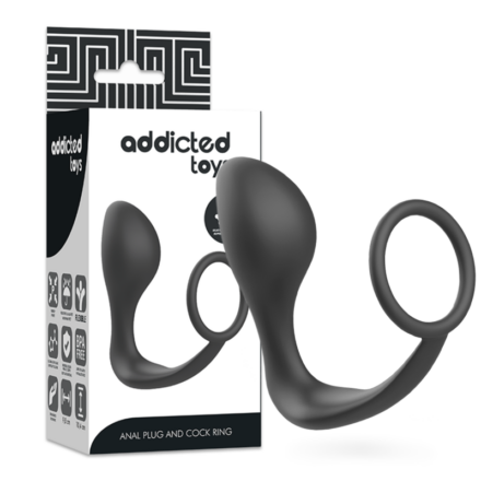 Addicted Toys -anaalitappi ja penisrengas, musta