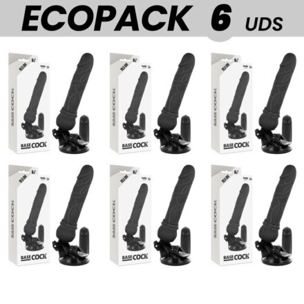 ECOPACK 6 KPL - BASECOCK REALISTINEN VIBRAATTORI KAUKO - OHJAIN MUSTA 19,5 CM - O - 4 CM