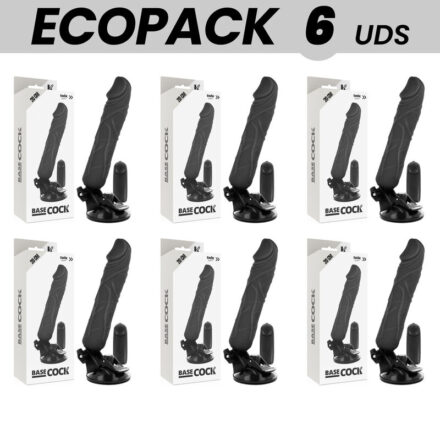 ECOPACK 6 UNITS - BASECOCK REALISTIC VIBRATOR REMOTE CONTROL BLACK 20 CM -O- 4 CM