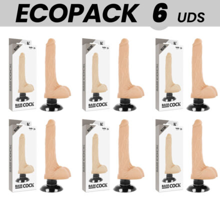 ECOPACK 6 UNITS - BASECOCK REALISTIC VIBRATOR 2-1 FLESH 18.5 CM -O- 4 CM