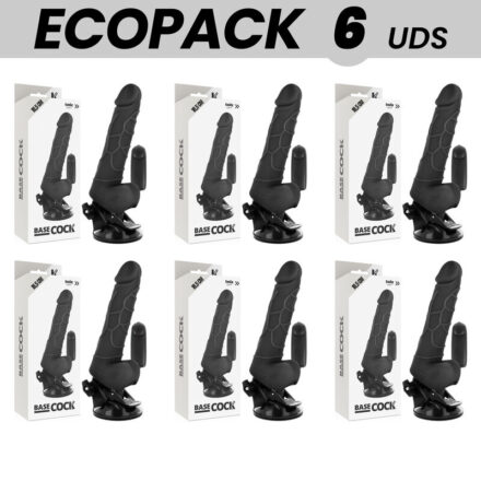 ECOPACK 6 UNITS - BASECOCK REALISTIC VIBRATOR REMOTE CONTROL BLACK 18.5 CM -O- 4CM