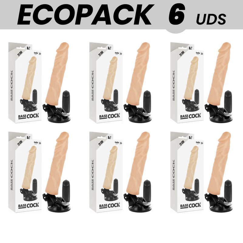 ECOPACK 6 UNITS - BASECOCK REALISTIC VIBRATOR REMOTE CONTROL FLESH 21 CM -O- 4 CM