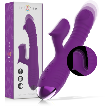 INTENSE - IGGY MULTIFUNCTION RECHARGEABLE VIBRATOR UP  DOWN WITH CLITORAL STIMULATOR PURPLE