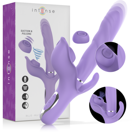 INTENSE - BILLIE MULTIFUNCTIONAL RECHARGEABLE SUCTION VIBRATOR WITH PURPLE PUSH BUTTON