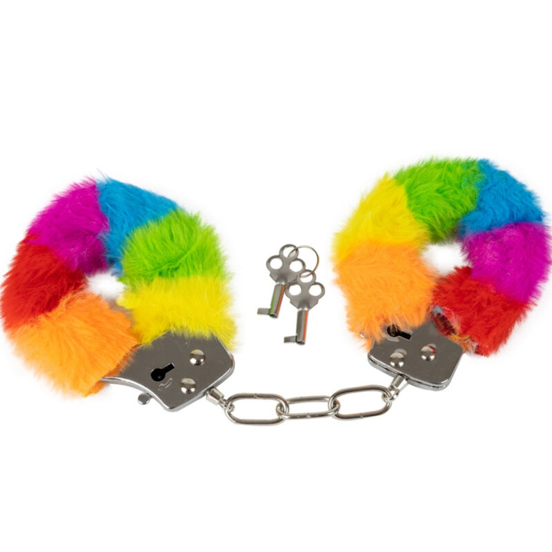 SPENCER  FLEETWOOD - RAINBOW LINED METAL HANDCUFFS