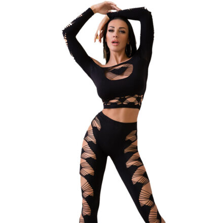 Chilirose CR 4436 toppi ja leggingsit, musta, S/L