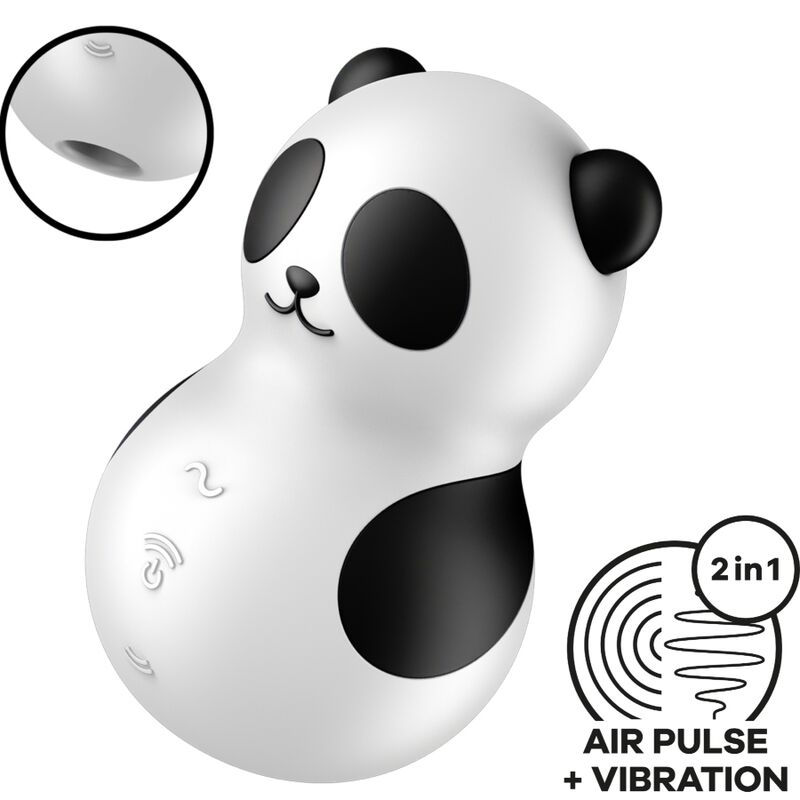 SATISFYER - POCKET PANDA STIMULATOR  VIBRATOR BLACK AND WHITE
