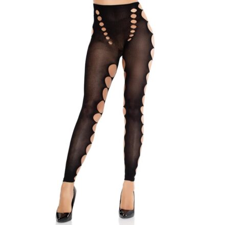 LEG AVENUE - SEAMLESS OPAQUE STOCKINGS WITH CUTOUT AT THE FEET BLACK