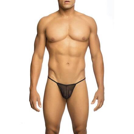 MOB - TANGA TRANSPARENTE CON FORMA DE T NEGRO TALLA S/M