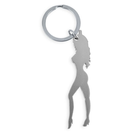 DIABLO PICANTE - KEYRING WITH FEMALE SILHOUETTE IN SILVER COLOR WITH BEER OPENER