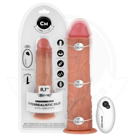 COCK MILLER - REALISTIC DILDO WITH SUCTION CUP AND REMOTE CONTROL VIBRATION 20.5 CM