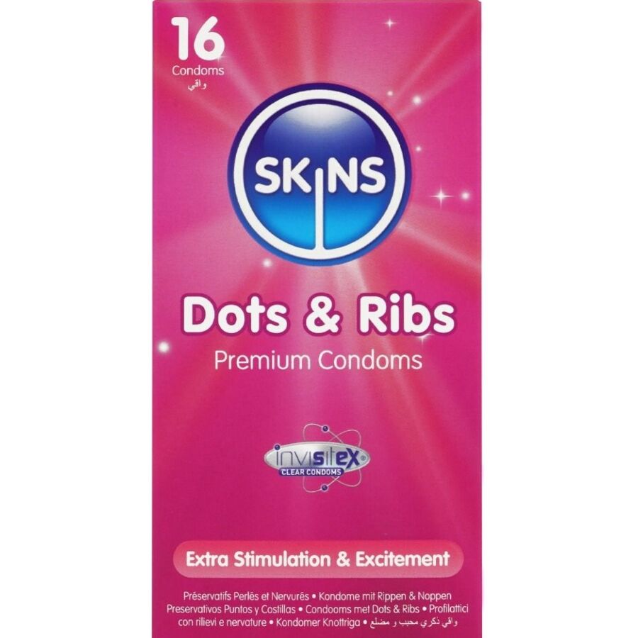 SKINS - DOTS  RIBS PREMIUM CONDOMS PACK 16
