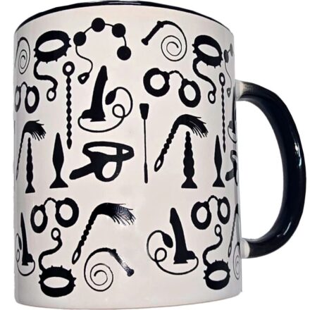 DIABLO PICANTE - WHITE BONDAGE MUG WITH BLACK HANDLE 370 ML