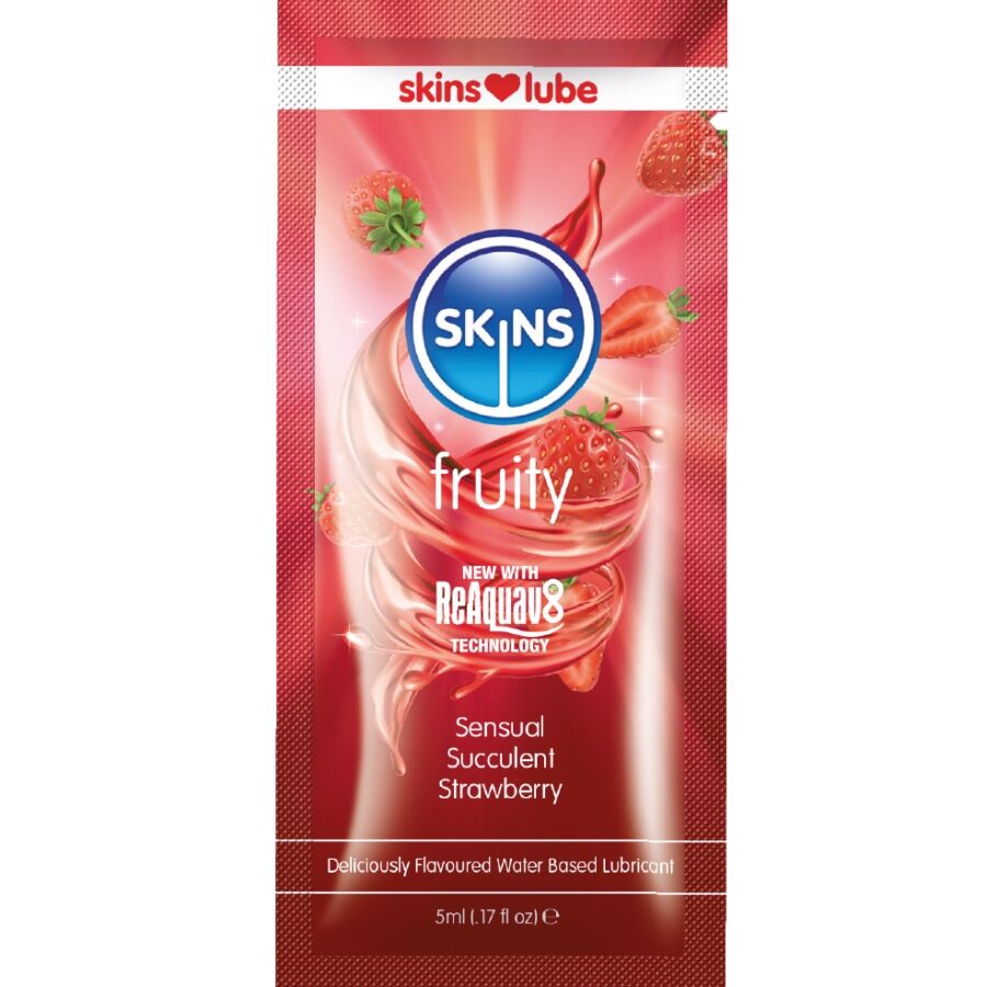 SKINS - FRUITY WATER-BASED LUBRICANT STRAWBERRY SINGLE-DOSE 5 ML