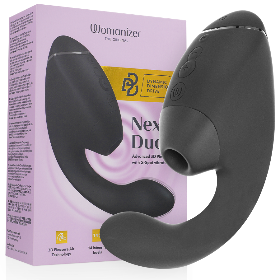 WOMANIZER - DUO NEXT DUAL CLITORAL  G-SPOT STIMULATOR BLACK