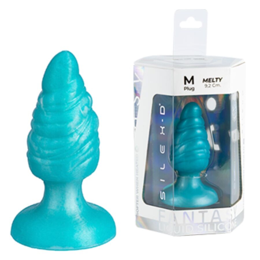 SILEXD - MELTY ANAL PLUG FANTASY LIQUID SILICONE THERMOREACTIVE CELESTIAL BLUE 9.2 CM