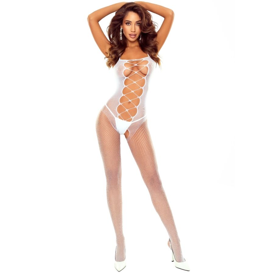 PASSION - BS124 WHITE LACED BODYSTOCKING