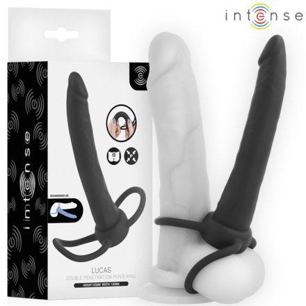 INTENSE- LUCAS ANAL DILDO WITH COCK AND TESTICLE RING SILICONE