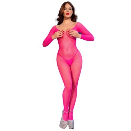 Chilirose CR 4894 verkkobodystocking, neonpinkki, S/M
