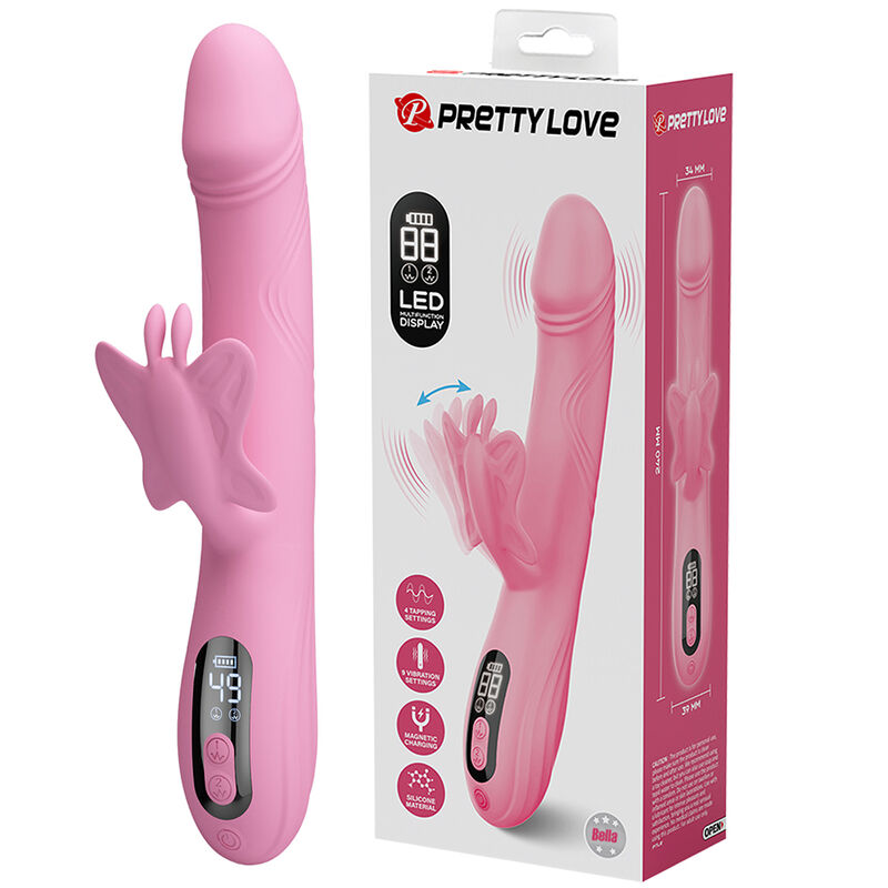 PRETTY LOVE - BELLA RABBIT VIBRATOR WITH BUTTERFLY STIMULATION AND LED PINK