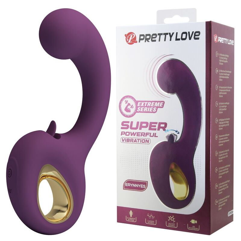 PRETTY LOVE - BRYNNLEE RECHARGEABLE VIBRATOR WITH ORAL STIMULATOR 10 VIBRATIONS  5 LICKING FUNCTIONS PURPLE