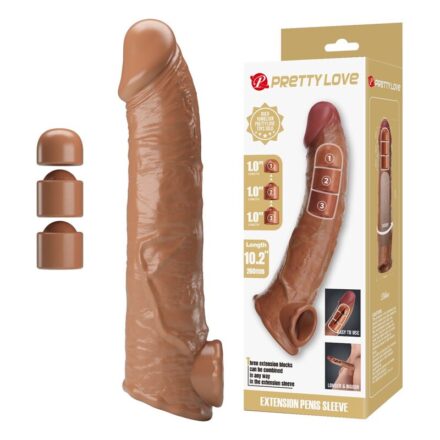 PRETTY LOVE - ADJUSTABLE PENIS EXTENSION SLEEVE 26 CM Ø 4 CM NATURAL