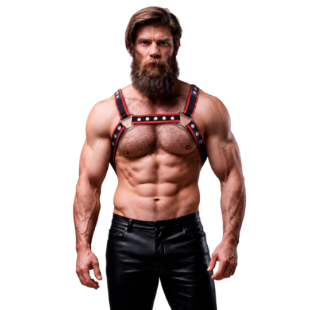 Fetish Submissive Attitude Bulldog -rintavaljaat, musta-punainen