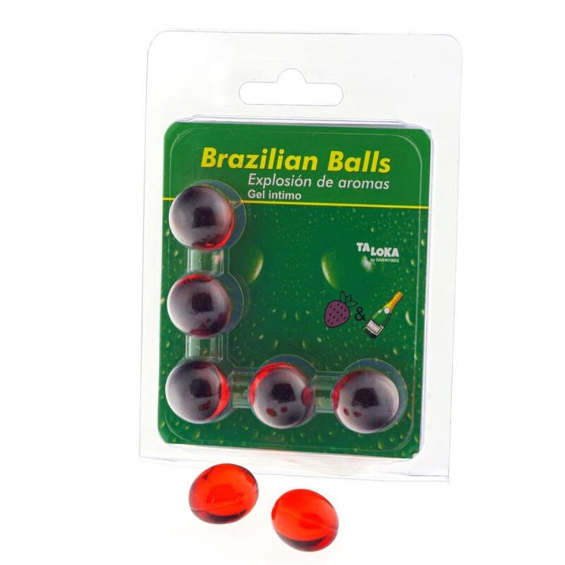 TALOKA - 5 BRAZILIAN BALLS STRAWBERRIES CHAMPAGNE INTIMATE GEL 1 TALOKA - 5 BRAZILIAN BALLS STRAWBERRIES CHAMPAGNE INTIMATE GEL
