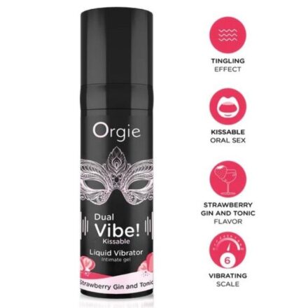 ORGIE - DUAL VIBE! STRAWBERRY GIN AND TONIC KISSABLE LIQUID VIBRATOR 15 ML