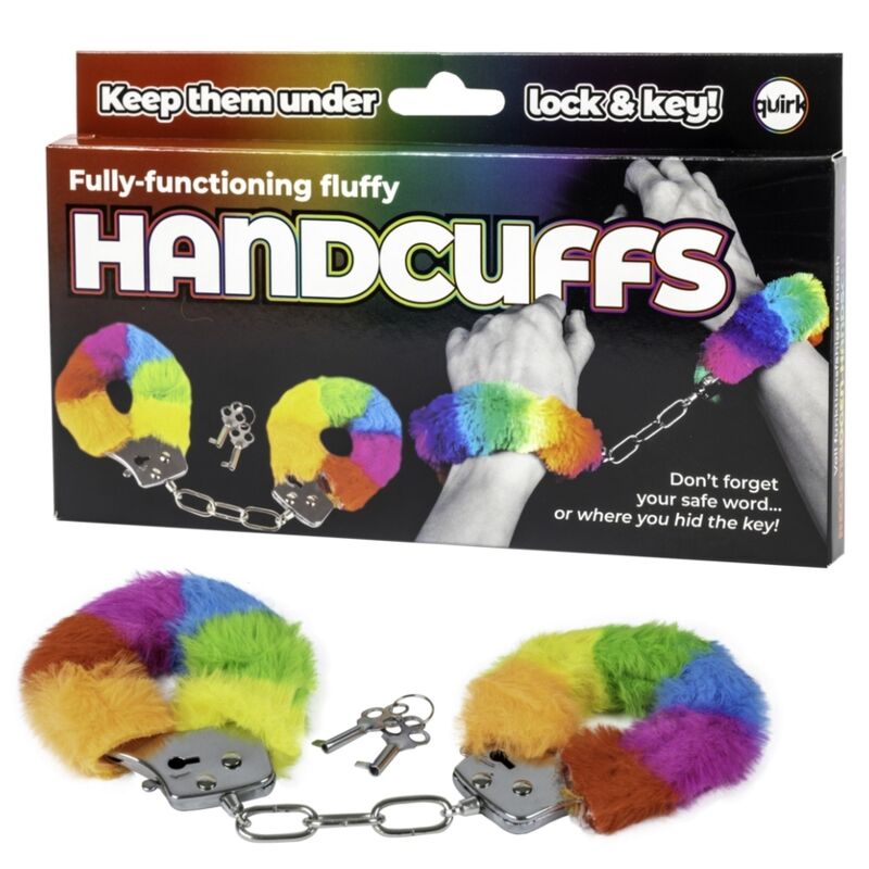 SPENCER FLEETWOOD - RAINBOW LINED METAL HANDCUFFS 1 SPENCER FLEETWOOD - RAINBOW LINED METAL HANDCUFFS