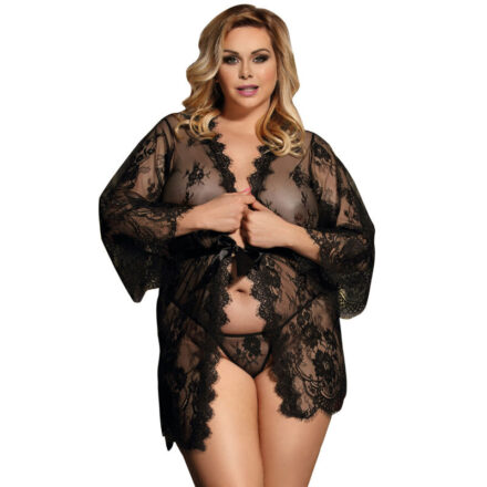 Subblime -pitsinen babydoll ja stringit, musta, Queen Plus