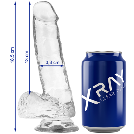 X Ray Clear -dildo imukupilla, 18,5 cm