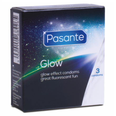 Pasante Glow -pimeässä hohtavat kondomit, 3 kpl