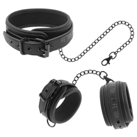 Fetish Submissive -kaula- ja käsirautasetti tangolla